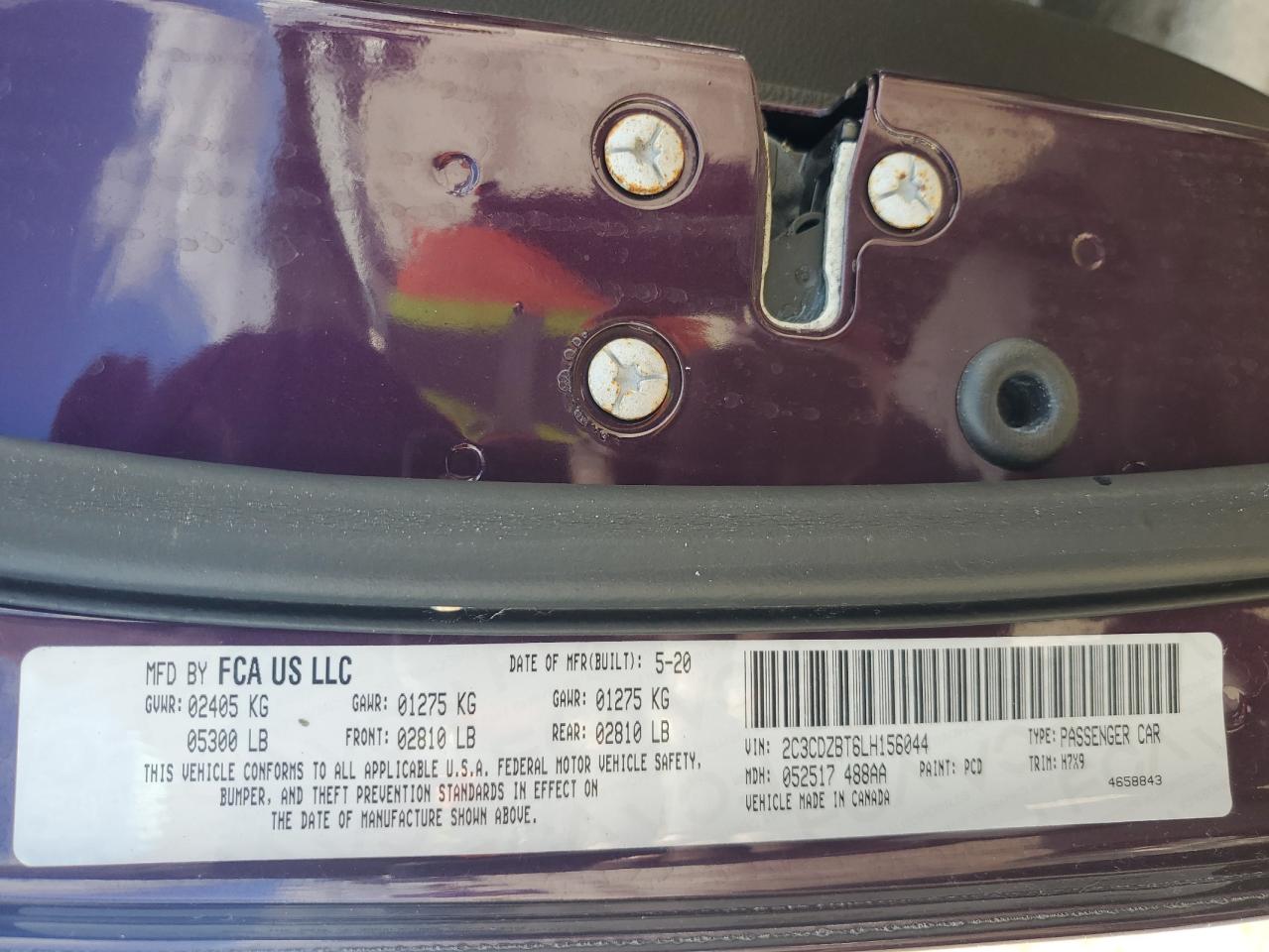 2020 Dodge Challenger R/T VIN: 2C3CDZBT6LH156044 Lot: 90484025