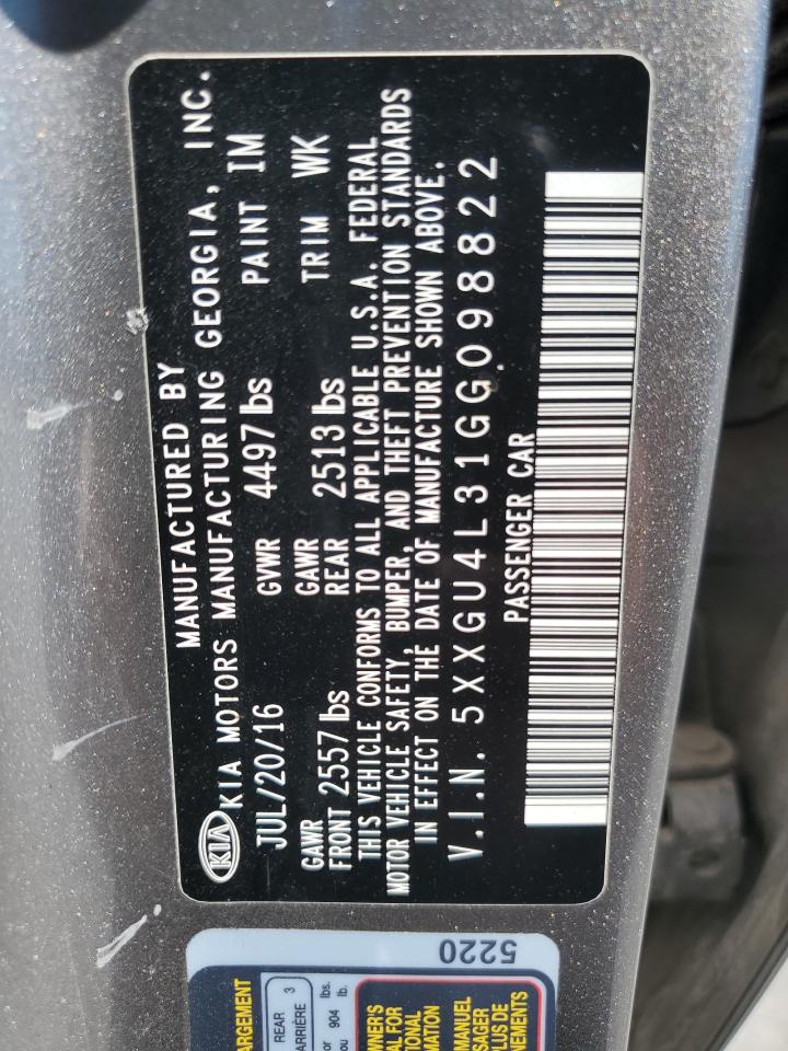 2016 Kia Optima Ex VIN: 5XXGU4L31GG098822 Lot: 81988005