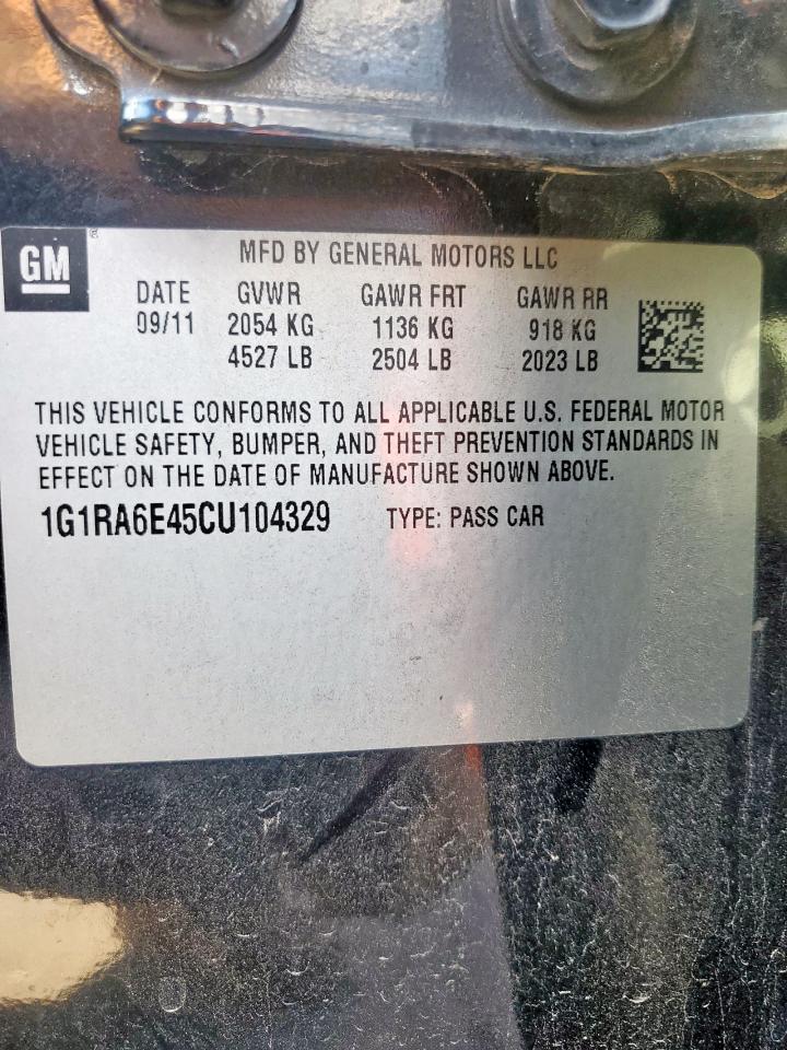 2012 Chevrolet Volt VIN: 1G1RA6E45CU104329 Lot: 84775585