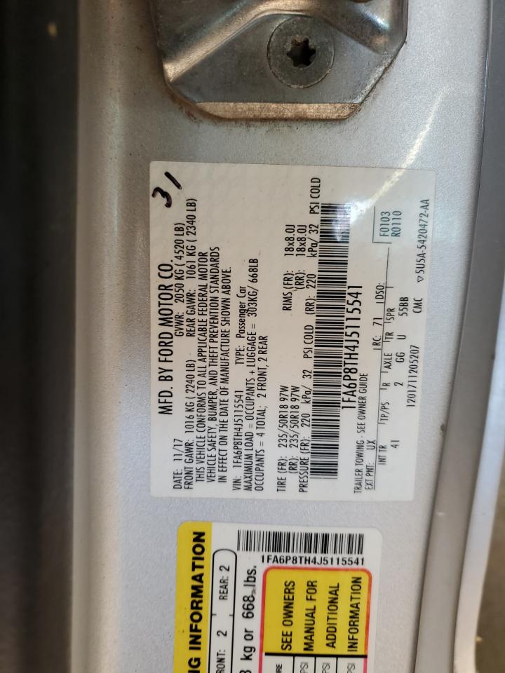 2018 Ford Mustang VIN: 1FA6P8TH4J5115541 Lot: 86111965