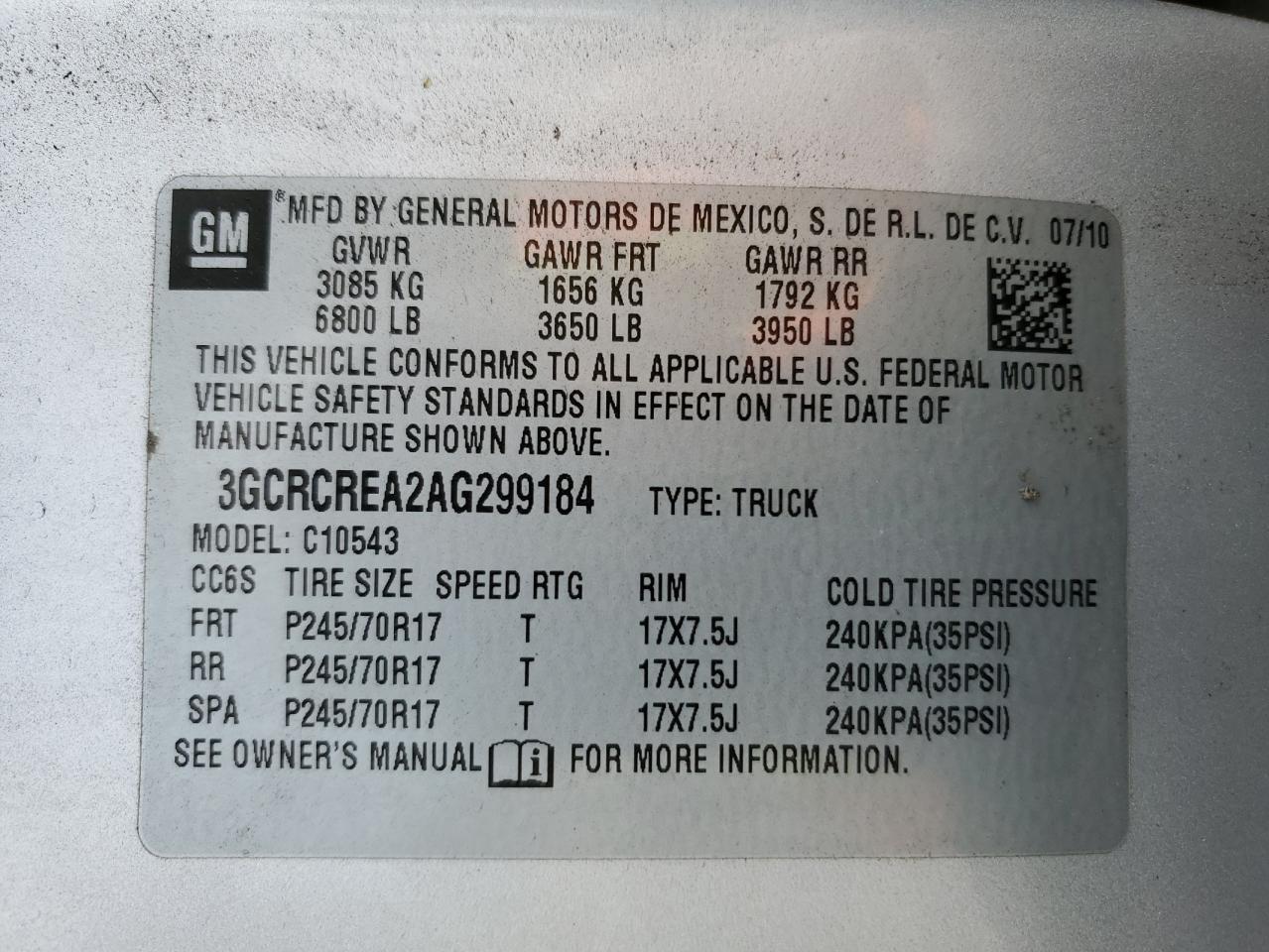 2010 Chevrolet Silverado C1500 Ls VIN: 3GCRCREA2AG299184 Lot: 82198505