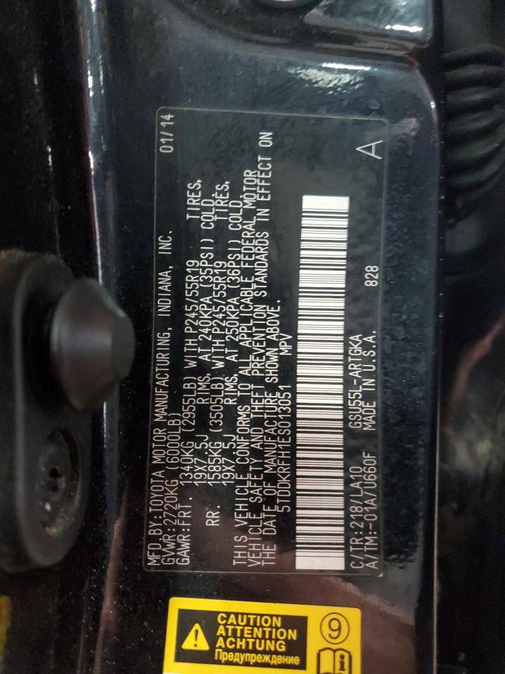 2014 Toyota Highlander Limited VIN: 5TDDKRFH1ES013051 Lot: 85177595