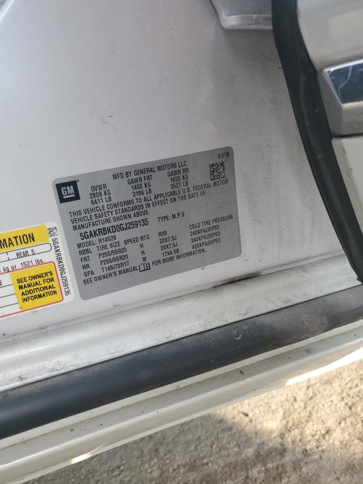 2016 Buick Enclave VIN: 5GAKRBKD0GJ259135 Lot: 86525405