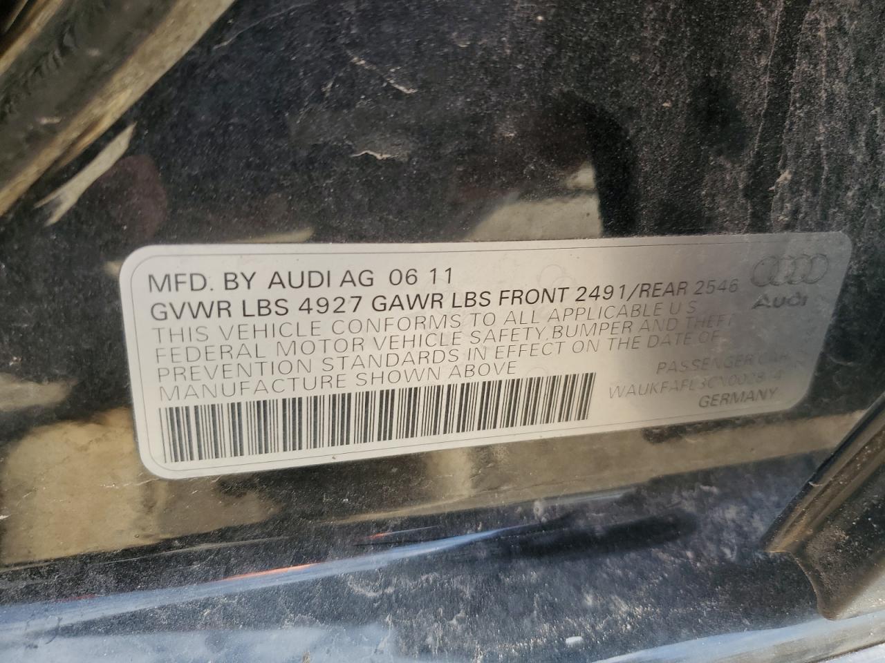 2012 Audi A4 Prestige VIN: WAUKFAFL3CN002814 Lot: 84659125