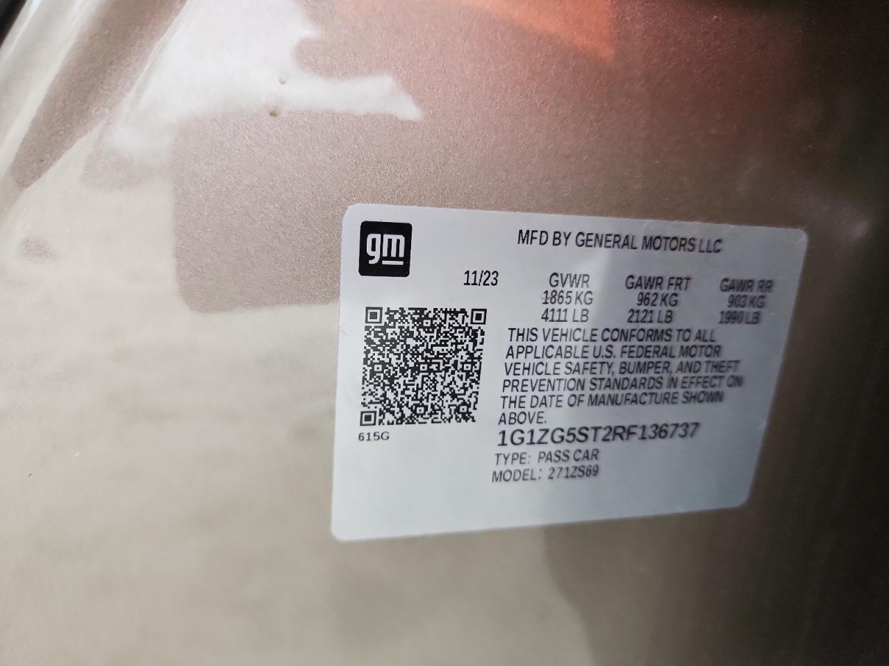 2024 Chevrolet Malibu Rs VIN: 1G1ZG5ST2RF136737 Lot: 85174215