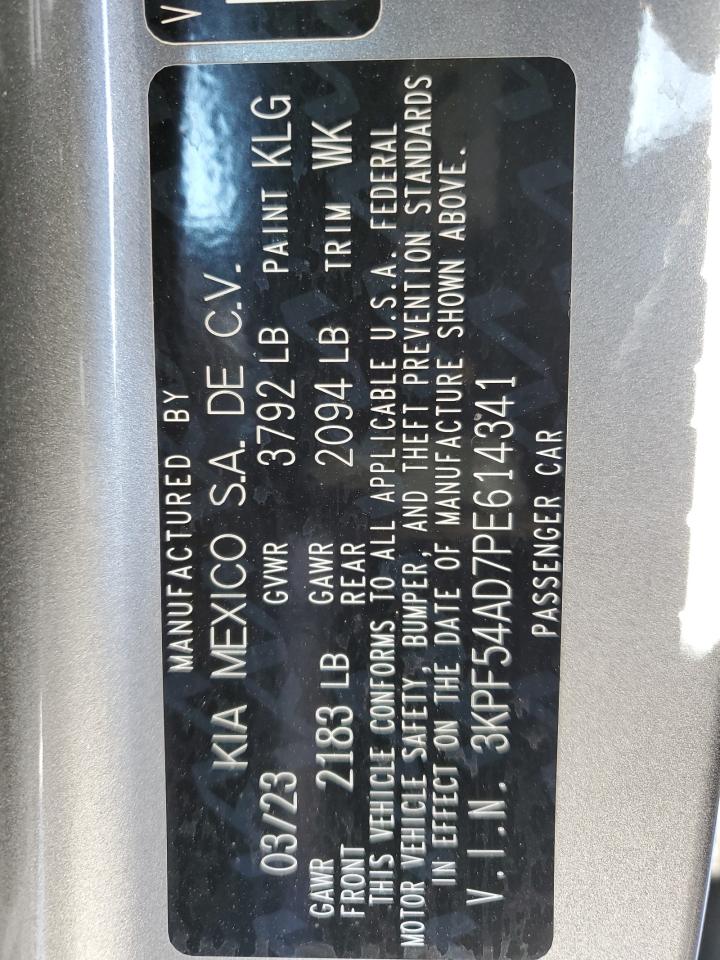 2023 Kia Forte Gt Line VIN: 3KPF54AD7PE614341 Lot: 89544235