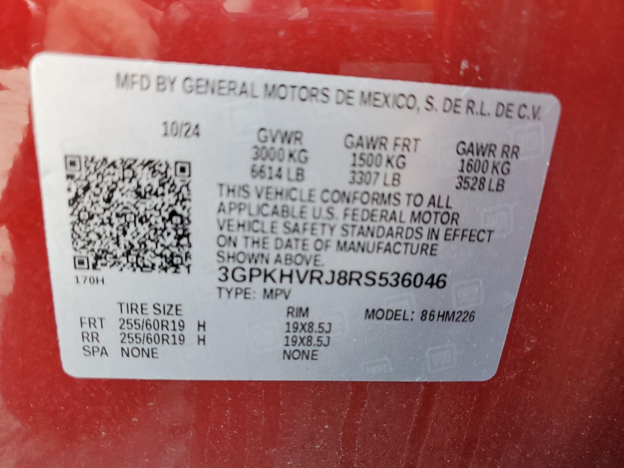 2024 Honda Prologue Ex VIN: 3GPKHVRJ8RS536046 Lot: 89902815