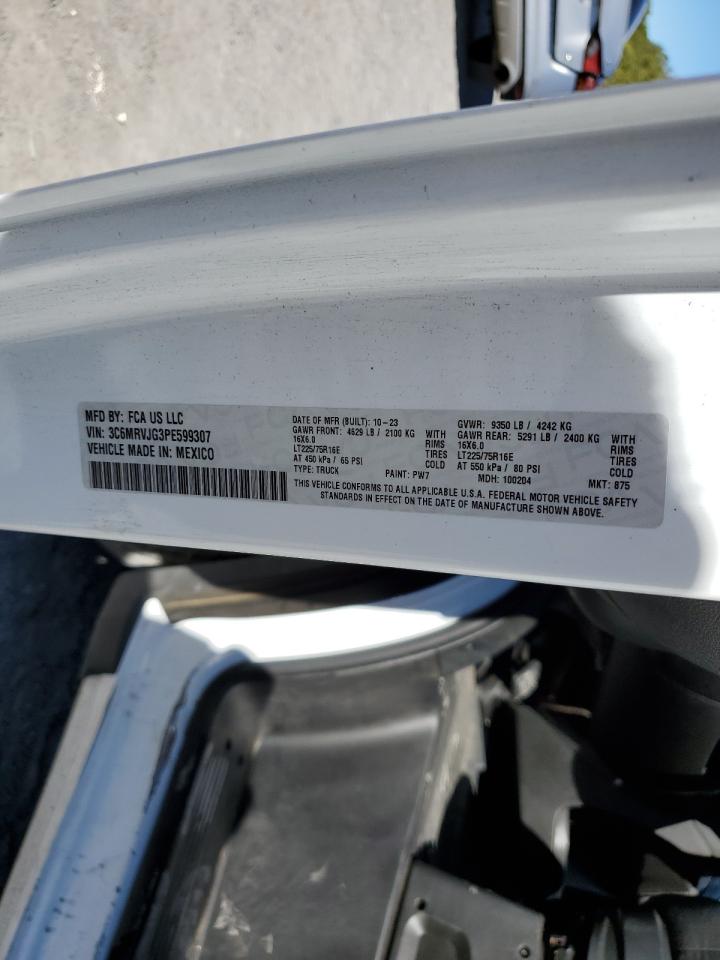 2023 Ram Promaster 3500 3500 High VIN: 3C6MRVJG3PE599307 Lot: 92332735