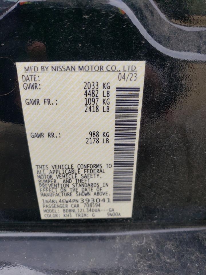 2023 Nissan Altima Sl VIN: 1N4BL4EW4PN393041 Lot: 86065795