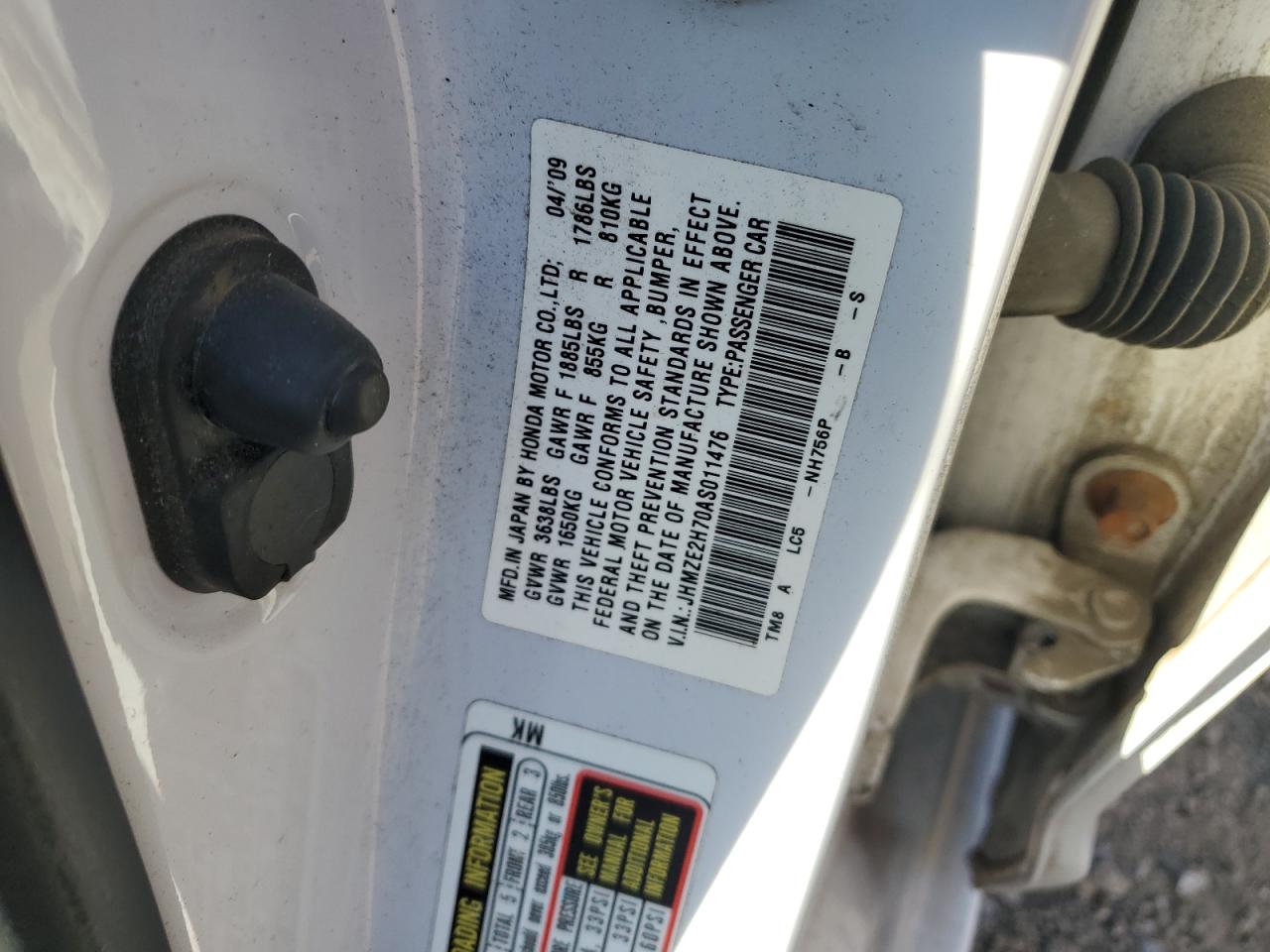 2010 Honda Insight Ex VIN: JHMZE2H70AS011476 Lot: 84755915