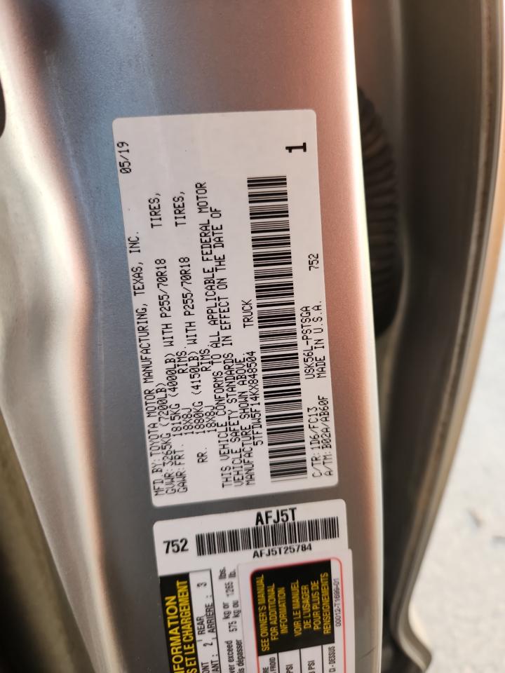 2019 Toyota Tundra Crewmax Sr5 VIN: 5TFDW5F14KX848504 Lot: 82229675