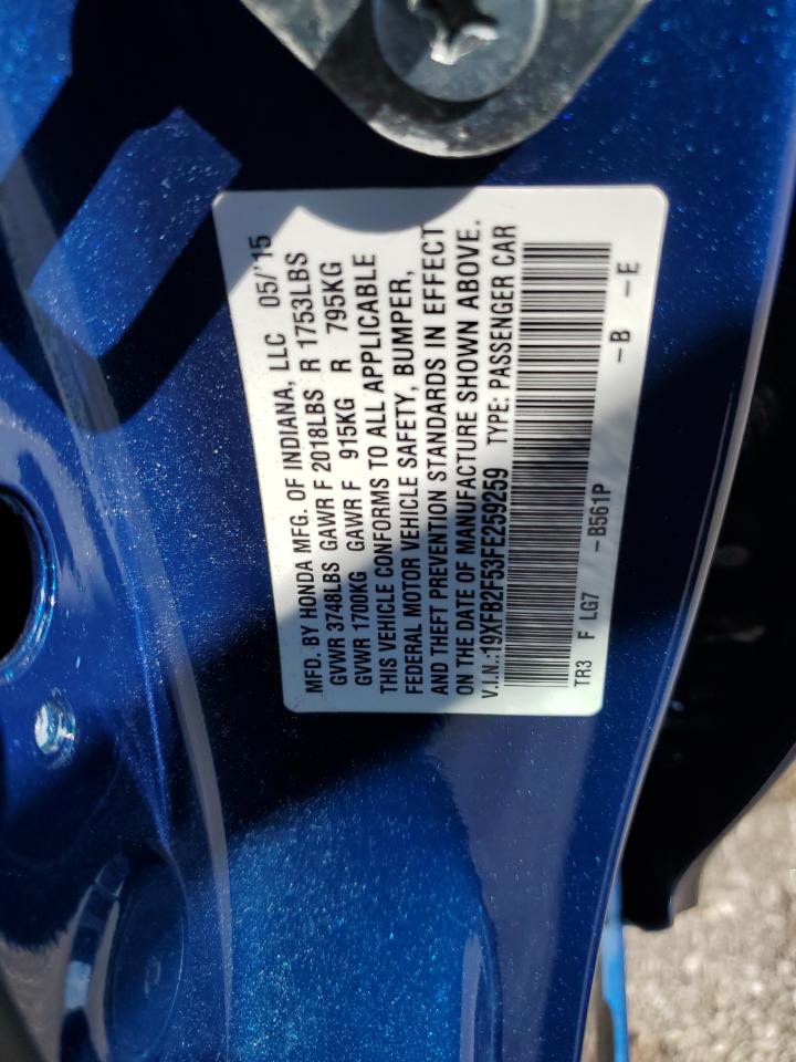 2015 Honda Civic Lx VIN: 19XFB2F53FE259259 Lot: 86310875