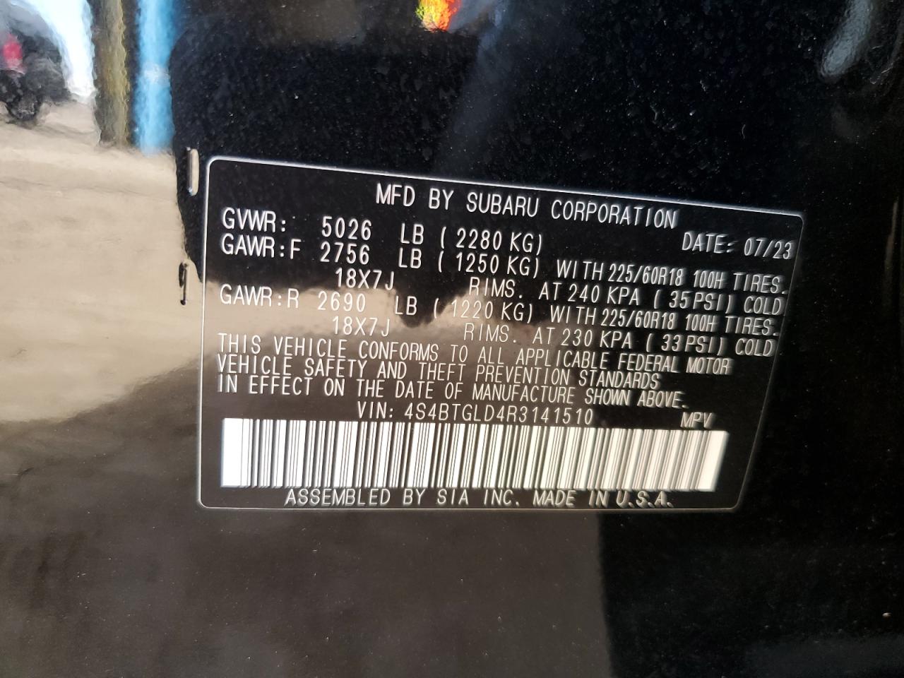 2024 Subaru Outback Onyx Edition Xt VIN: 4S4BTGLD4R3141510 Lot: 86092055