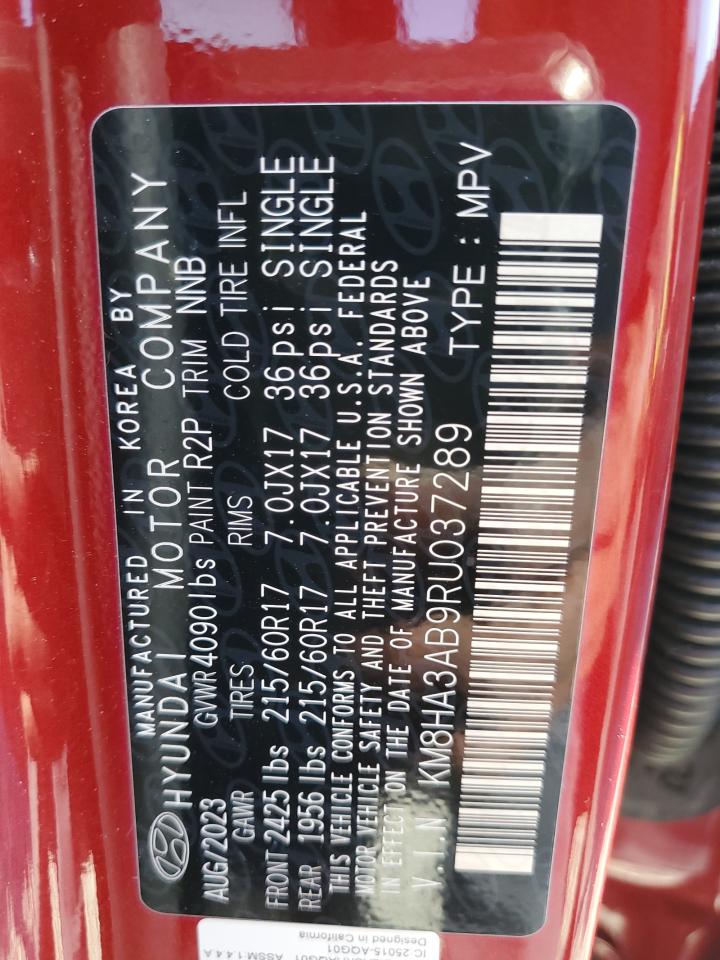 2024 Hyundai Kona Se VIN: KM8HA3AB9RU037289 Lot: 85485465