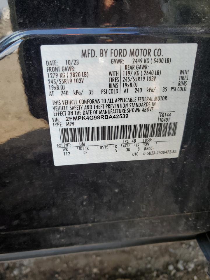 2024 Ford Edge Se VIN: 2FMPK4G98RBA42539 Lot: 84749165