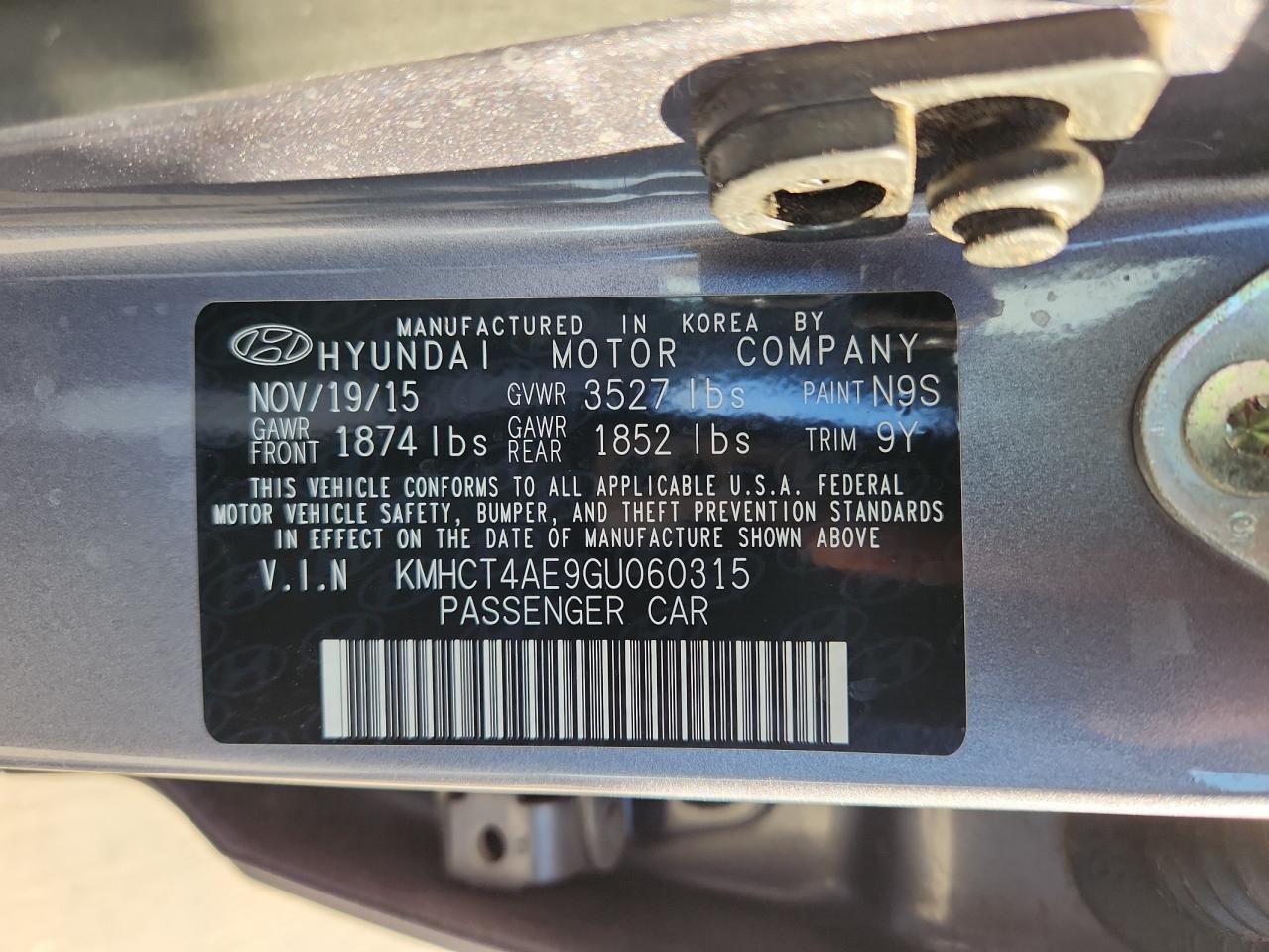 2016 Hyundai Accent Se VIN: KMHCT4AE9GU060315 Lot: 86863905