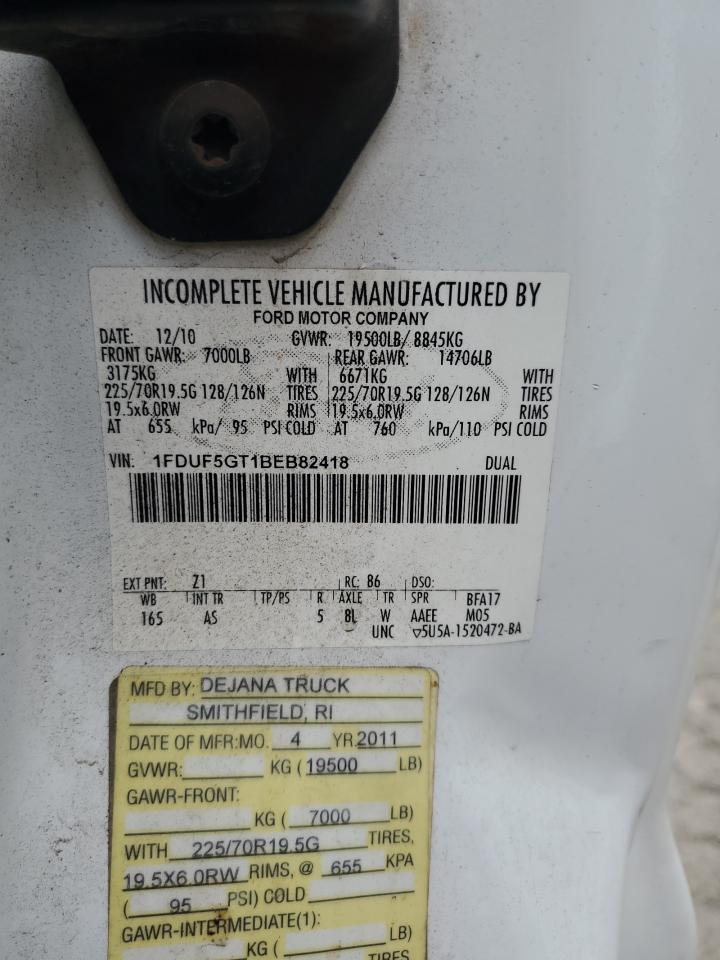 2011 Ford F550 Super Duty VIN: 1FDUF5GT1BEB82418 Lot: 81956345