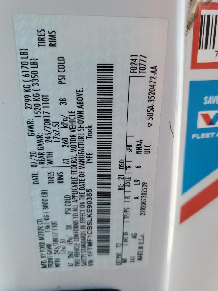 2020 Ford F150 VIN: 1FTMF1CB5LKE90365 Lot: 84941985