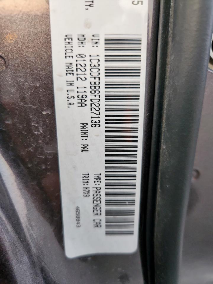 2015 Dodge Dart Sxt VIN: 1C3CDFBB6FD227136 Lot: 86319835