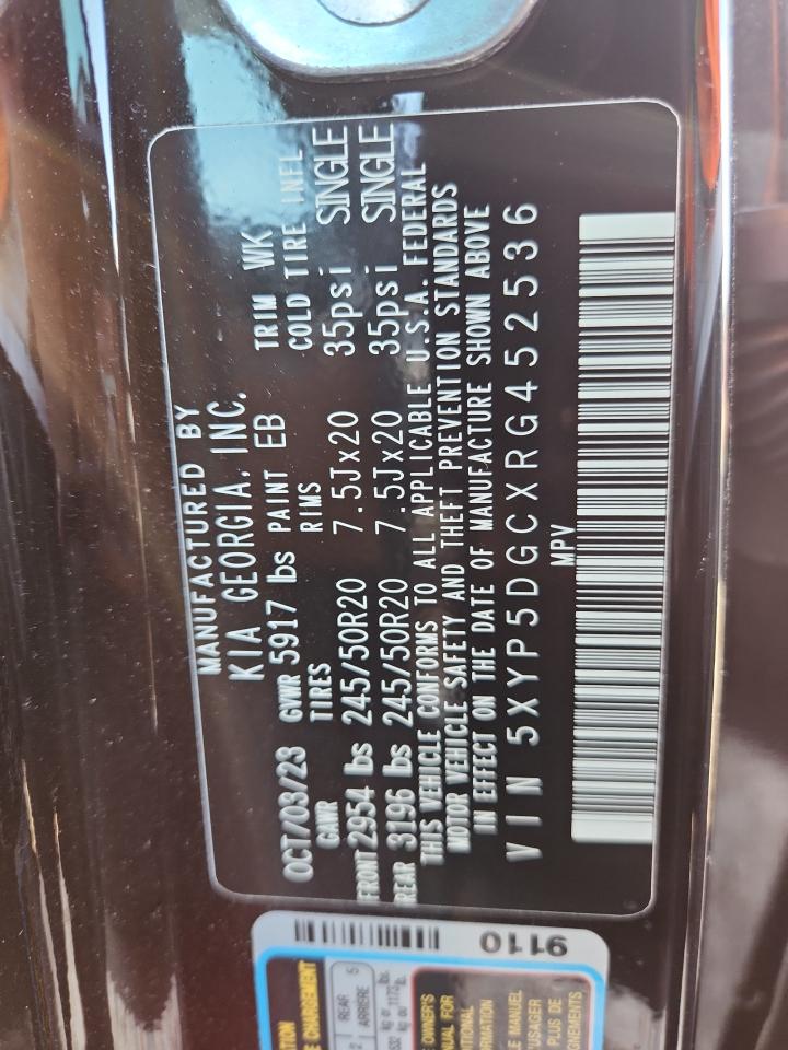 2024 Kia Telluride Sx VIN: 5XYP5DGCXRG452536 Lot: 85386255