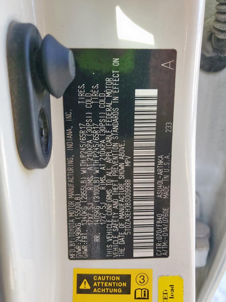 2011 Toyota Highlander Base VIN: 5TDZA3EH3BS009988 Lot: 86096585