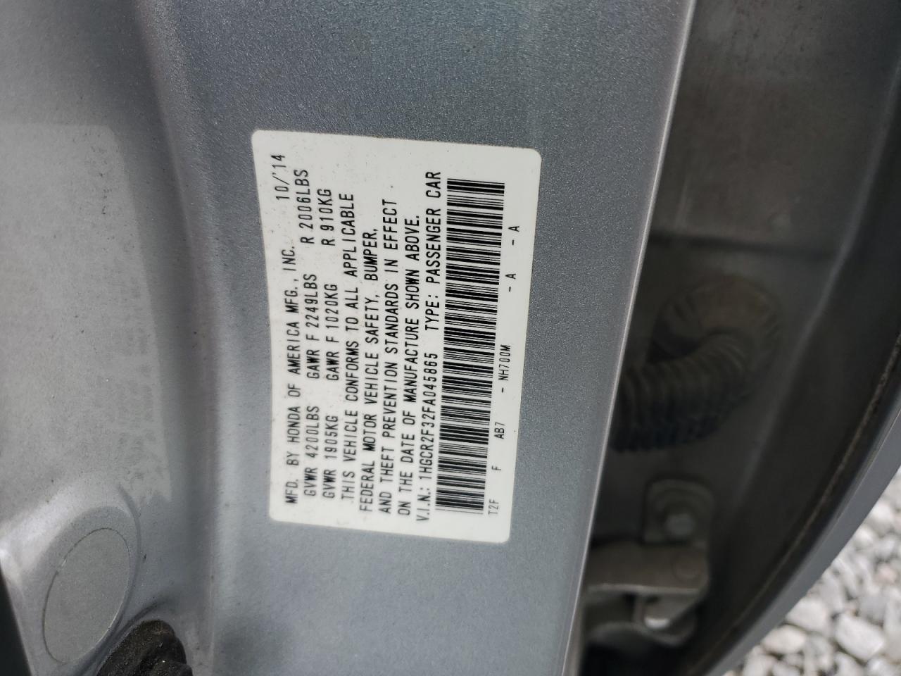 2015 Honda Accord Lx VIN: 1HGCR2F32FA045865 Lot: 85783765