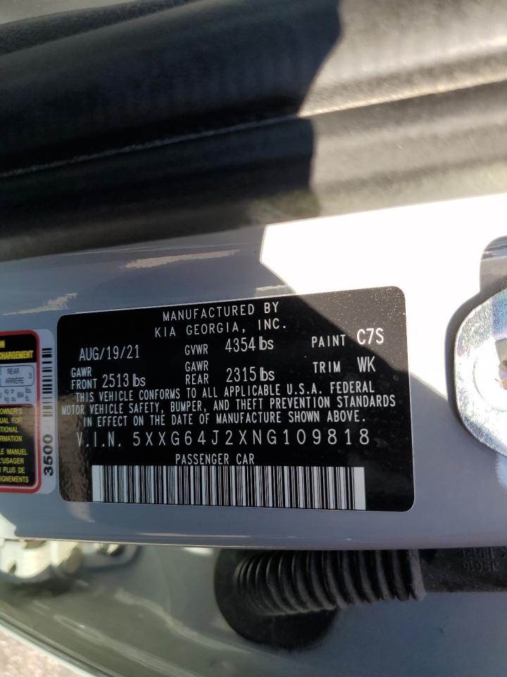 2022 Kia K5 Gt Line VIN: 5XXG64J2XNG109818 Lot: 85941475