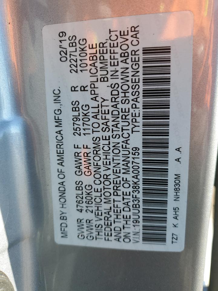 2019 Acura Tlx VIN: 19UUB3F38KA007159 Lot: 81951295