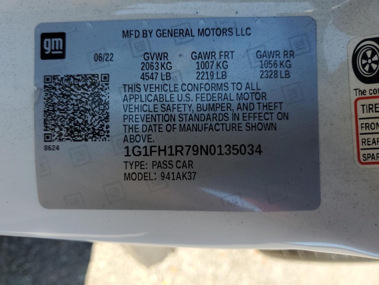 2022 Chevrolet Camaro Ss VIN: 1G1FH1R79N0135034 Lot: 84707345