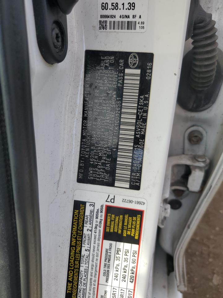 2012 Toyota Camry Base VIN: 4T1BF1FK1CU126561 Lot: 82529945
