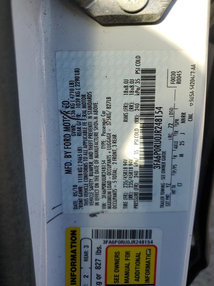 2014 Ford Fusion VIN: 3FA6P0RU0JR248154 Lot: 87379235