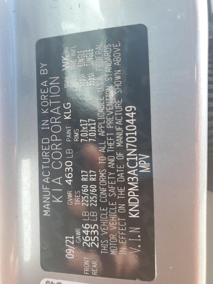 2022 Kia Sportage Lx VIN: KNDPM3AC1N7010449 Lot: 85865795