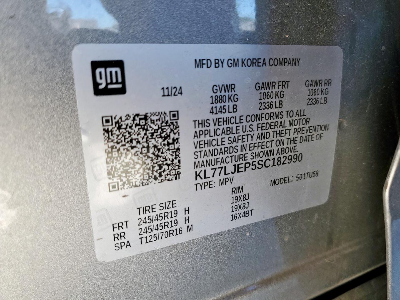 2025 Chevrolet Trax 2Rs VIN: KL77LJEP5SC182990 Lot: 90625285