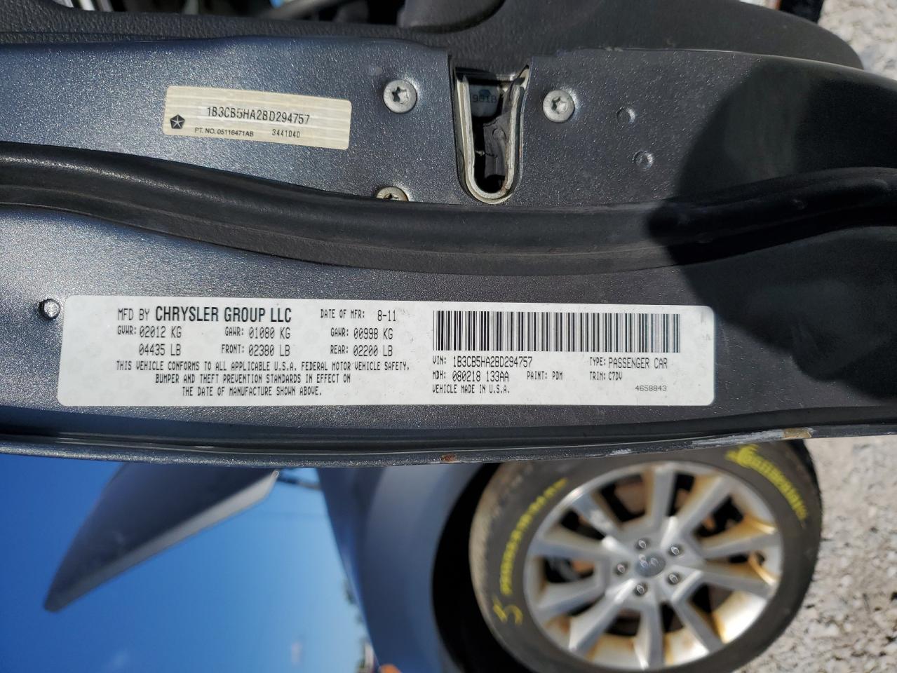 2011 Dodge Caliber Heat VIN: 1B3CB5HA2BD294757 Lot: 86869545