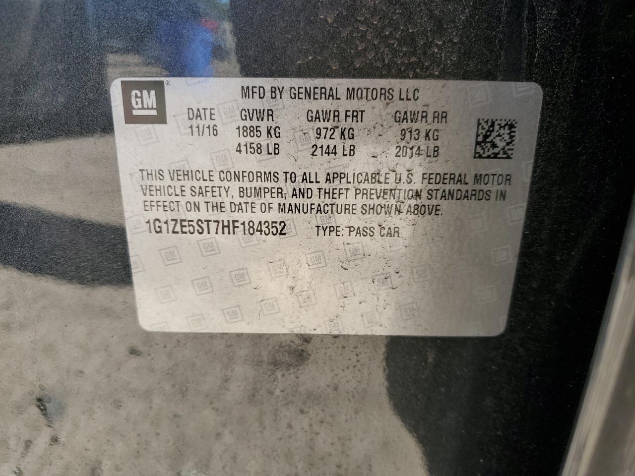 2017 Chevrolet Malibu Lt VIN: 1G1ZE5ST7HF184352 Lot: 81945335