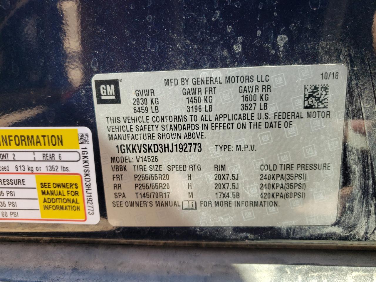 2017 GMC Acadia Limited Slt-2 VIN: 1GKKVSKD3HJ192773 Lot: 82367835