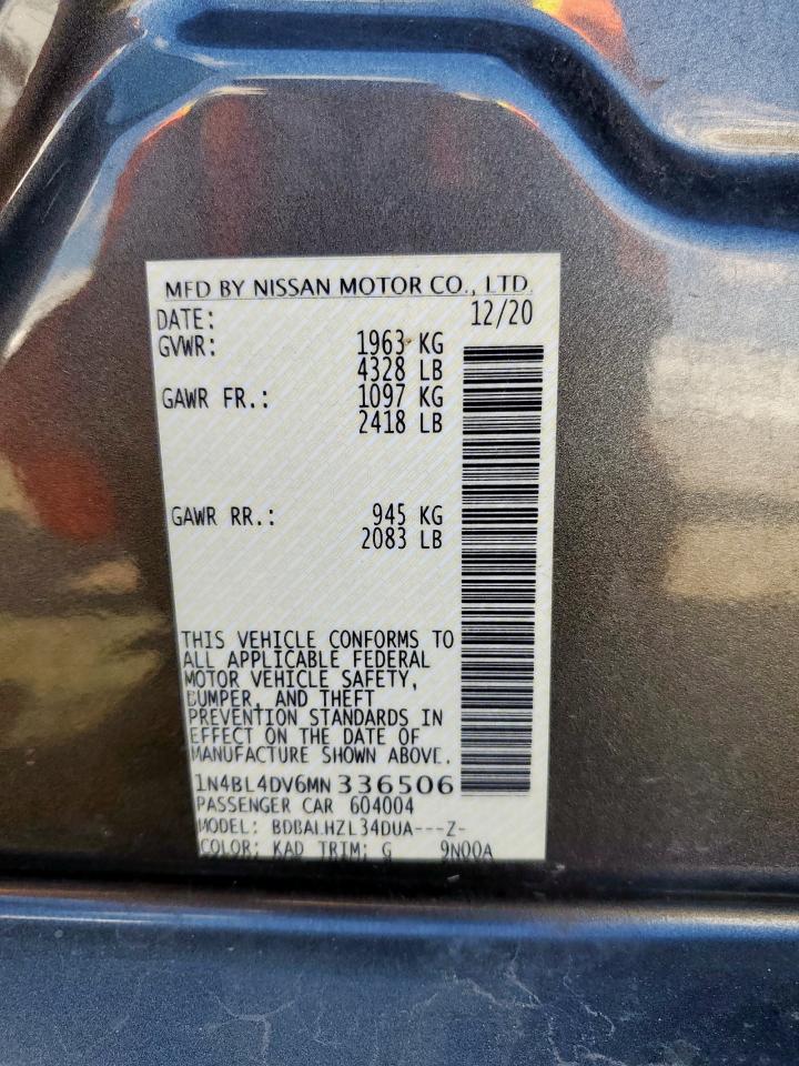 2021 Nissan Altima Sv VIN: 1N4BL4DV6MN336506 Lot: 84879405