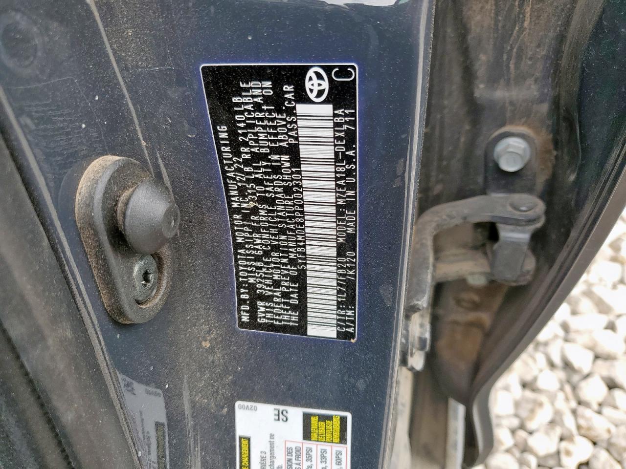 2023 Toyota Corolla Le VIN: 5YFB4MDE8PP002301 Lot: 84880555