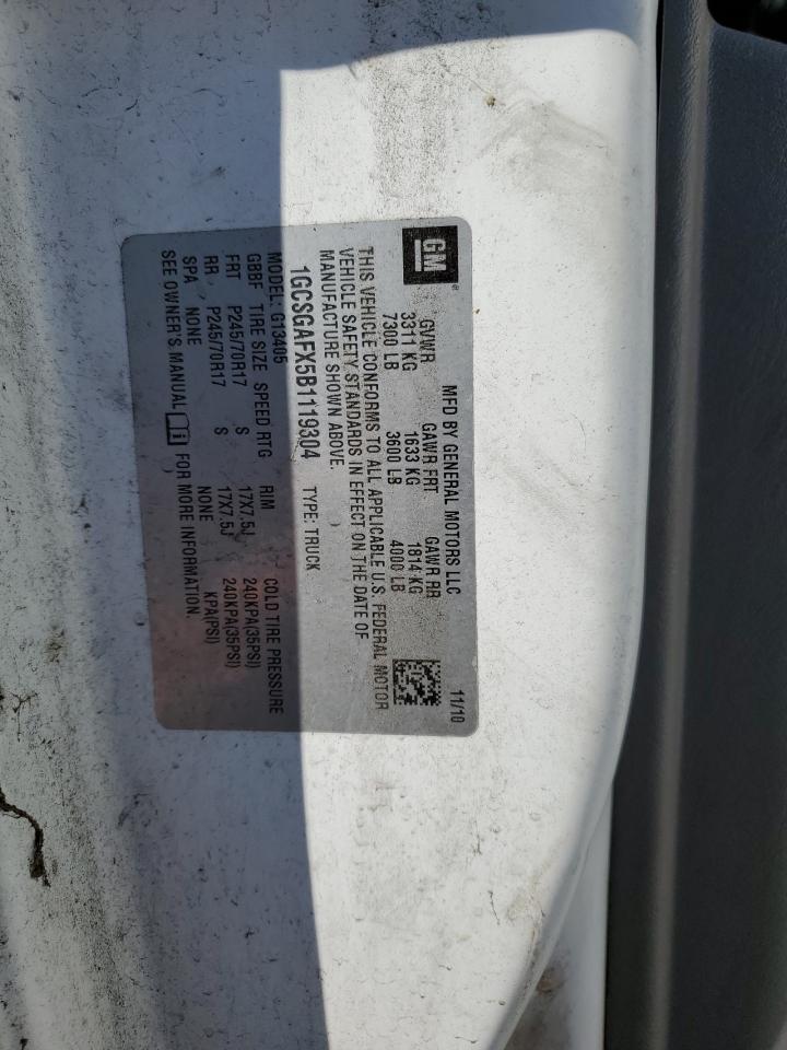 2011 Chevrolet Express G1500 VIN: 1GCSGAFX5B1119304 Lot: 82566805