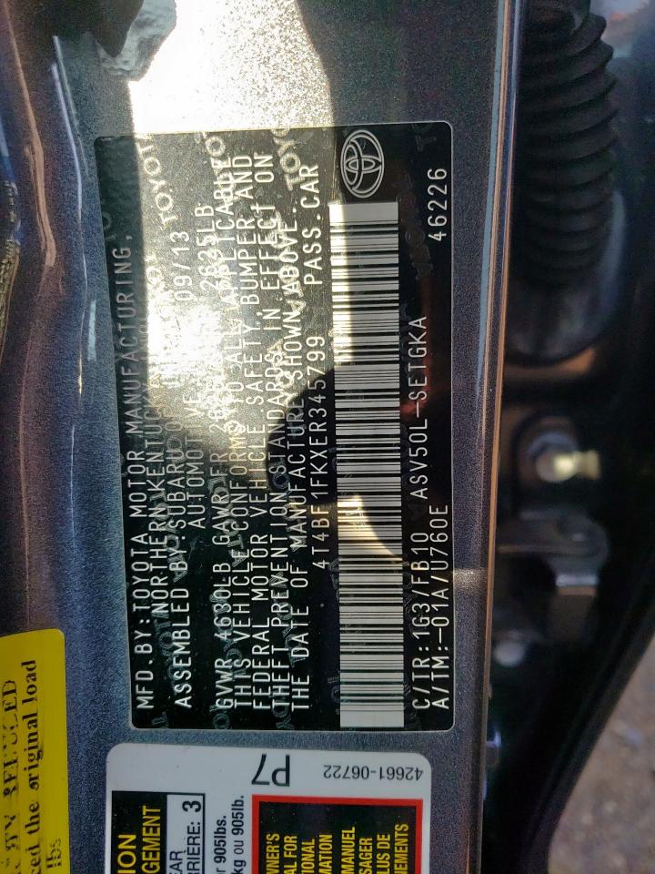 2014 Toyota Camry L VIN: 4T4BF1FKXER345799 Lot: 81973795