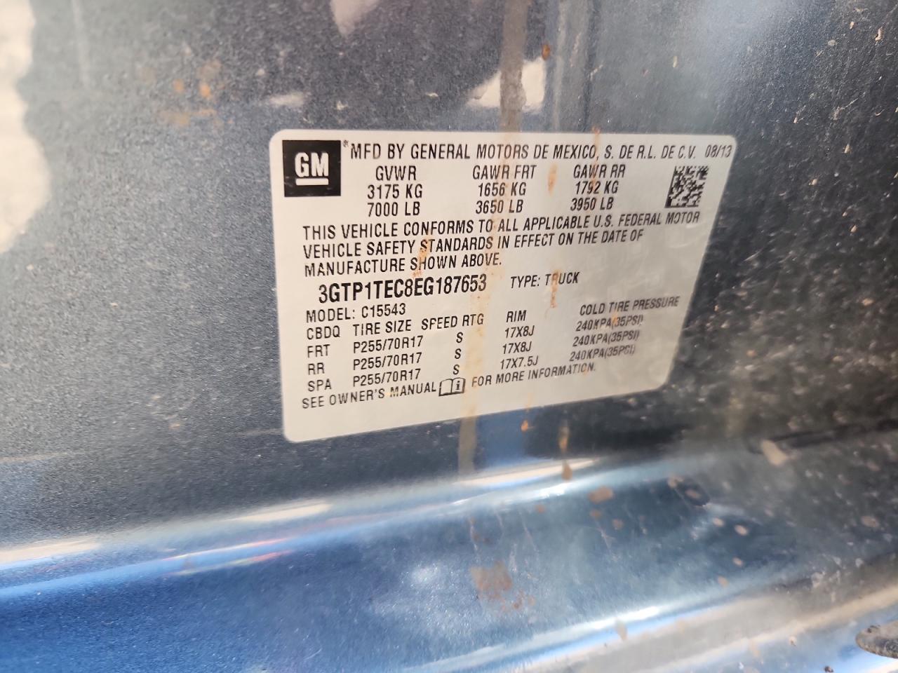 2014 GMC Sierra C1500 VIN: 3GTP1TEC8EG187653 Lot: 90657005