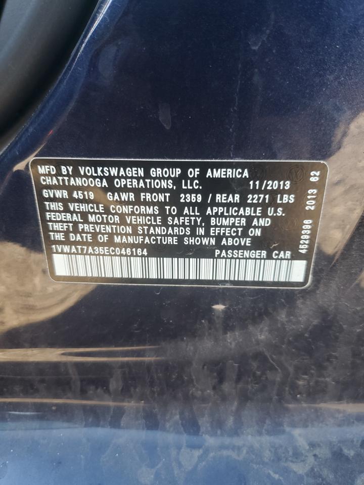 2014 Volkswagen Passat S VIN: 1VWAT7A35EC046164 Lot: 86187875