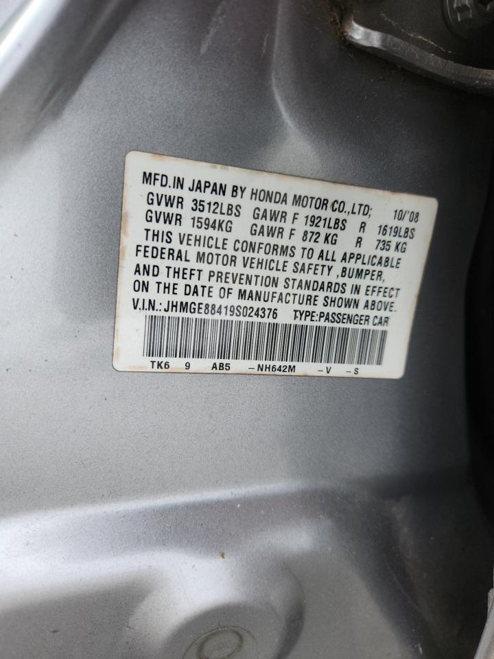2009 Honda Fit Sport VIN: JHMGE88419S024376 Lot: 81770615