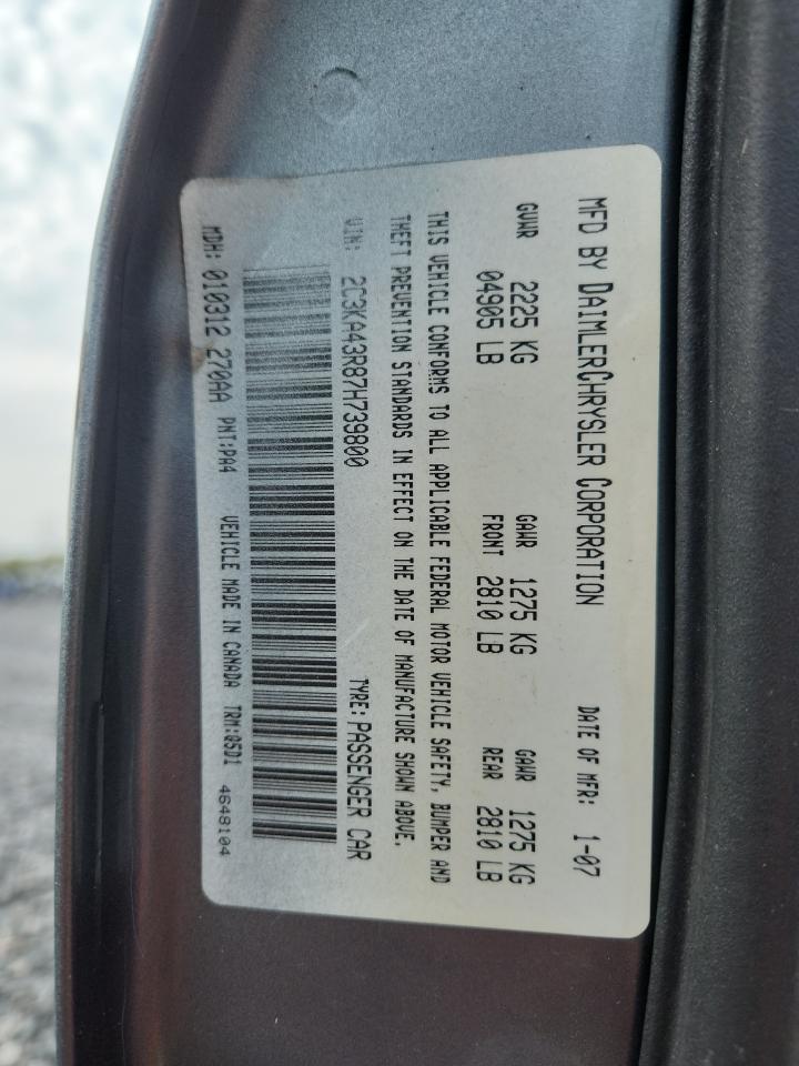 2007 Chrysler 300 VIN: 2C3KA43R87H739800 Lot: 86839035