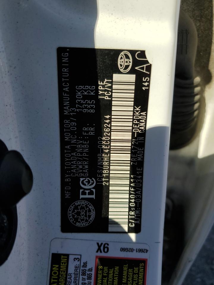 2014 Toyota Corolla L VIN: 2T1BURHE4EC026244 Lot: 71589265