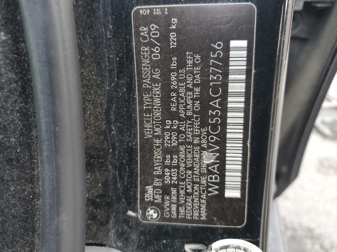 2010 BMW 535 Xi VIN: WBANV9C53AC137756 Lot: 82417975