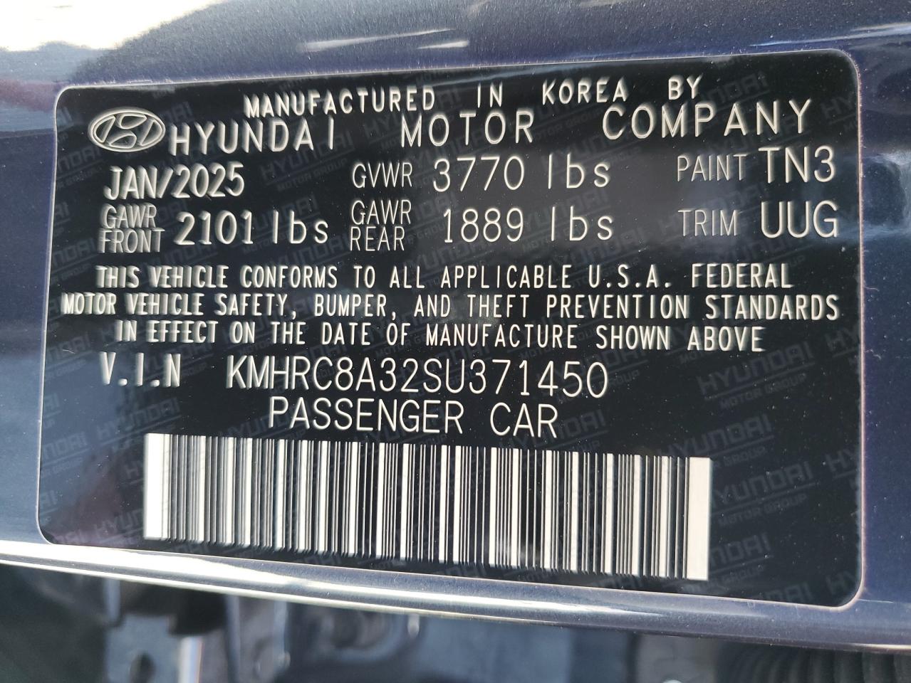 2025 Hyundai Venue Sel VIN: KMHRC8A32SU371450 Lot: 84990655