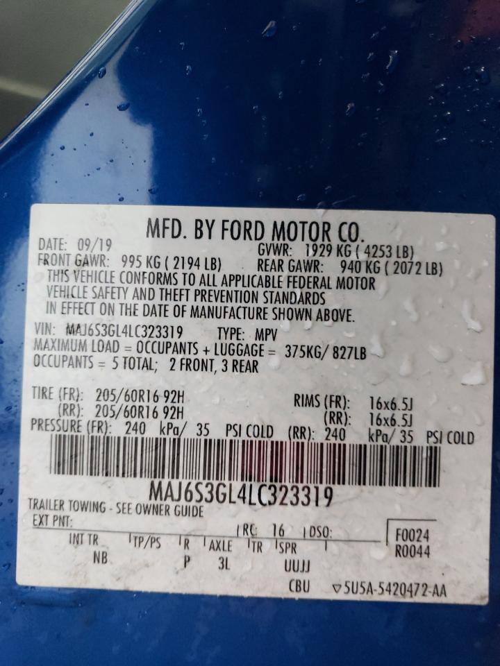 2020 Ford Ecosport Se VIN: MAJ6S3GL4LC323319 Lot: 90502535