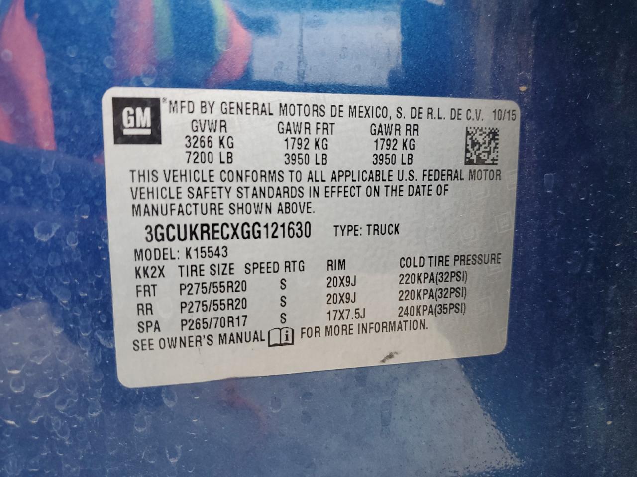 2016 Chevrolet Silverado K1500 Lt VIN: 3GCUKRECXGG121630 Lot: 84419885