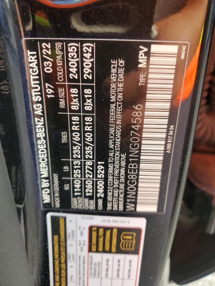 2022 Mercedes-Benz Glc 300 4Matic VIN: W1N0G8EB1NG074586 Lot: 82006835